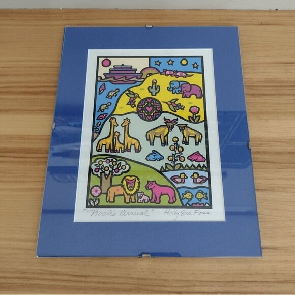 Noah's Arrival Frames Matted Holly Sue Foss Print Signed 8 X 10 - Picture 1 of 7